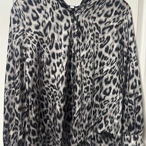 Chicos Animal Print Button-Front Blouse - Black & White